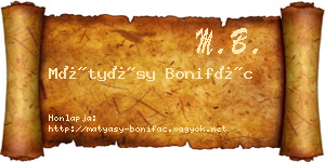 Mátyásy Bonifác névjegykártya